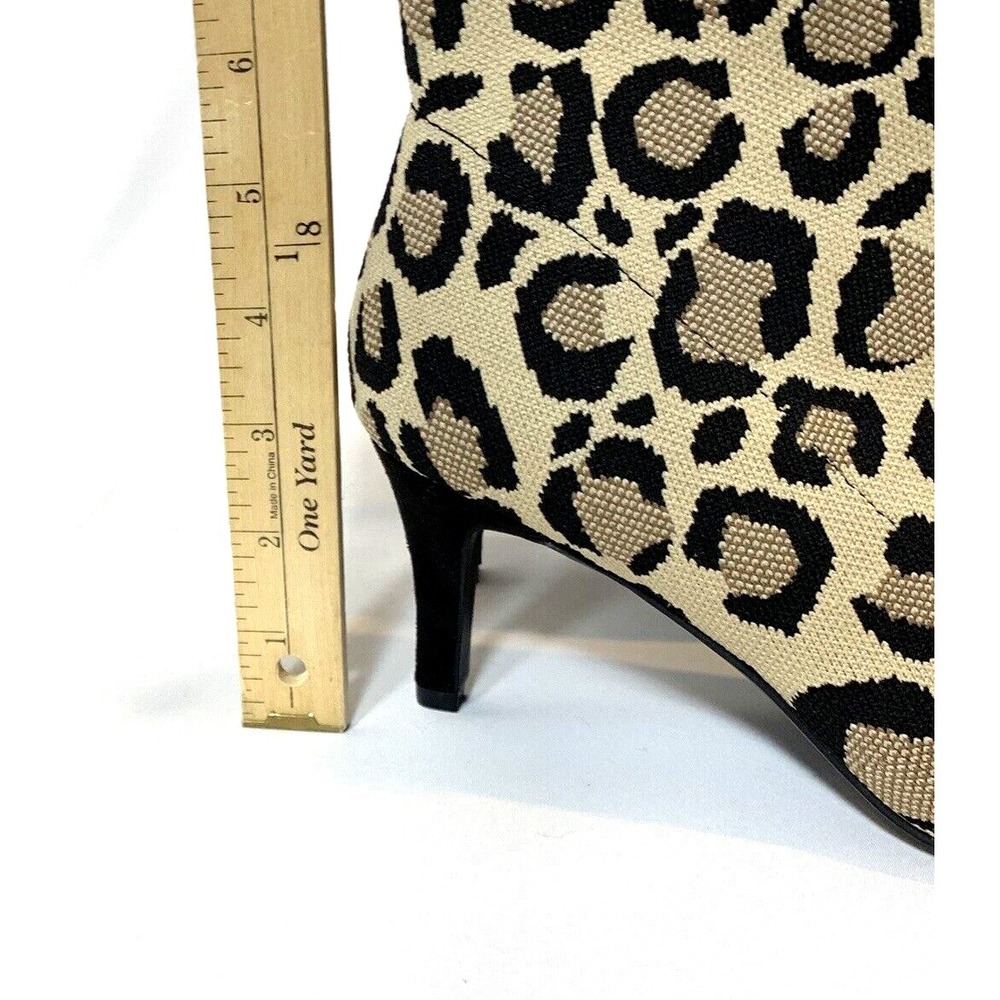 NEW MIA Leopard Print Sock Booties Womens Size 9 Pointy Toe Heel Stretch MISTI - Picture 3 of 7